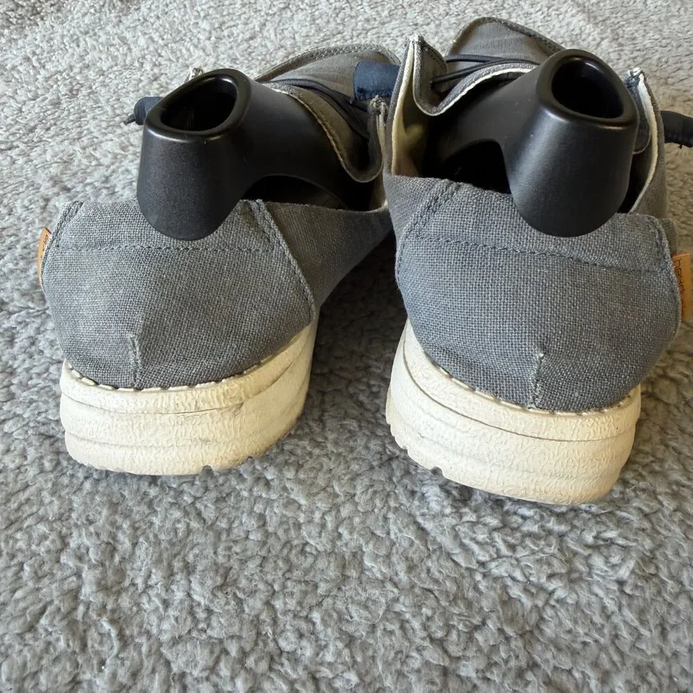 HEY DUDE Wendy Shoes Women 7 Chambray Navy White (Gray) Linen Canvas Slip On